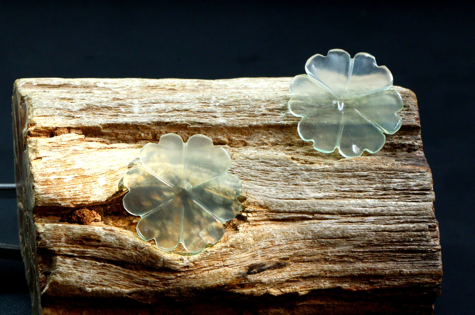 Natural Chalcedony Flower Carving Gemstone Pair 12.55 Carat Etsy