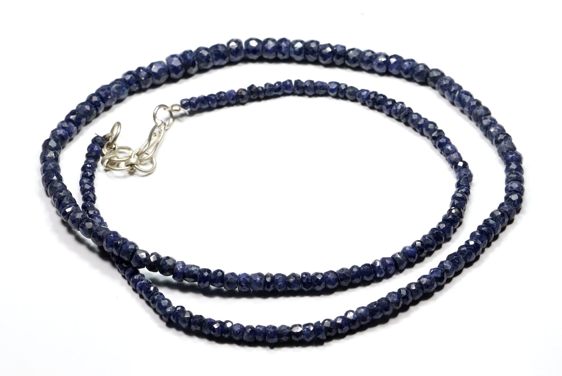 1 Strand Blue Sapphire Beads Necklace Gemstone Blue Sapphire Etsy
