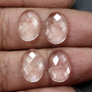 Fine Quality clear Quartz Faceted Rose Cut Flat Back Gemstone Oval Shape Loose Gemstone Ring Size Natural Clear Quartz Gemstone Wholesale image 3