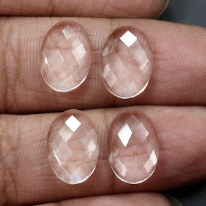 Fine Quality clear Quartz Faceted Rose Cut Flat Back Gemstone Oval Shape Loose Gemstone Ring Size Natural Clear Quartz Gemstone Wholesale