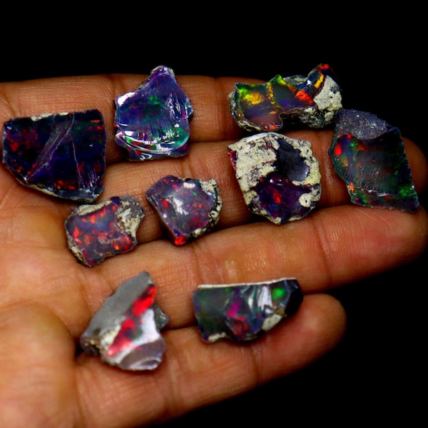 Ethiopian Black Opal Raw Crystal Lot: Uncut Rough Stones