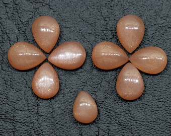 Peach Moonstone Cabochon: Pear-Shaped Gemstone