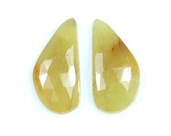 100% Natural Yellow Sapphire Faceted Gemstone 2 Pcs Earring Set Sapphire Loose Gemstone Fancy Shape Rose Cut Sapphire For Making Jewelry