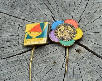 Vintage Nitra Pin Set: Enamel Badges