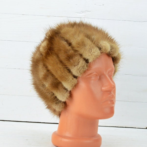 Vintage Hat 1970's, Retro Hat, Retro Mink Women's Hat, Vintage Mink Hat, Size M-L, Heinz Made in Germany