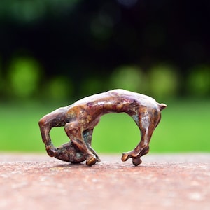Vintage Bronze Cat Art Figure, Mid-Century Art Deco Cat Sculpture Statue