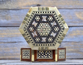Vintage Mother of Pearl Jewelry Box: Handmade Wooden Memory Box