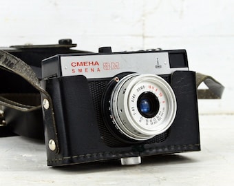 Vintage Smena 8M Film Camera: Lomo USSR Camera with Leather Case