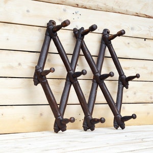 Vintage hanger, Wooden coat hanger, Wall hanger, Coat hanger, Old wooden hanger, Accordion wooden hanger, Wooden Peg Rack Hanger