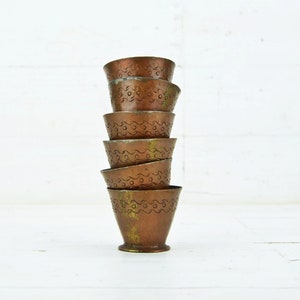 Vintage Rustic Copper Wine Cups, Set of 6, Vintage Primitive Copper Cups, Pure Copper Cup, Vintage Shot Cups