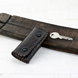 Vintage Leather Key Case, Handmade Key Case, Key Case Wallet, Unused