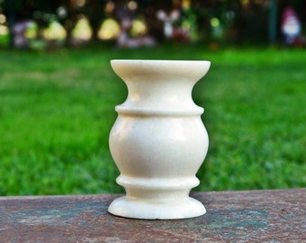 Vintage Marmor Vase, Weiße Marmor Vase, Handgemachte Vase