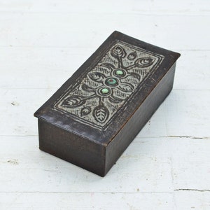 Vintage Brown Leather Box – Round Jewelry & Trinket Box, Rustic Decor