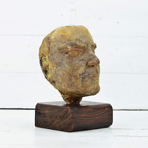 1980s Bulgarian Beeswax Head Sculpture – Unique Handmade Vintage Art Bust