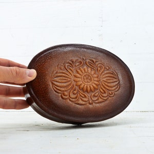 Vintage Leather Jewelry Box – Vintage Brown Trinket Box, Memory Box