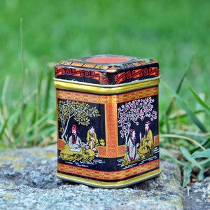Tea Box, Chinese Black Tea Box, Vintage Trinket Box, Home Decor.