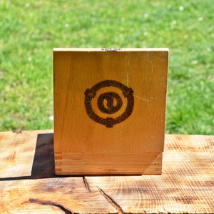 Vintage Wooden Pyrography Box: Hand-Painted Keepsake Box (5.5&quot;x 5.5&quot;)