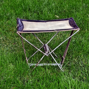 Vintage Canvas Folding Stool, Military Folding Chair, Folding Chair, Camping Canvas Chair, Picnic Canvas Chair, Retro Stool, Small chair.