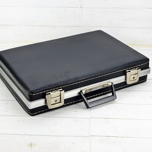 Maletín negro diplomático, Maletín diplomático vintage, Maletín retro con dos llaves, Bolso de mano para documentos, Maleta retro