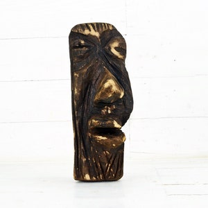 Vintage Wooden Mask – Hand Carved Tribal Wall Mask, Rustic Ethnic Decor