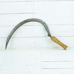 Vintage hand sickle, Primitive farm tools, Vintage hand carved tool, Rustic home