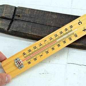 Vintage weather thermometer, Vintage wall thermometer, Wooden body thermometer, Outdoor thermometer, Old spring thermometer