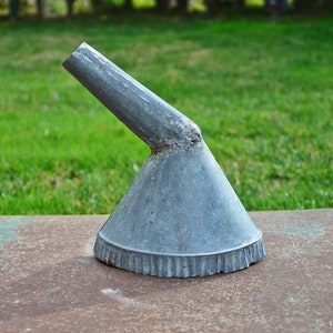 Vintage Metal Funnel, Big Metal Fuel Funnel, Large Oil Funnel, Galvanized Tin Funnel, Antique Primitive Liquid Funnel