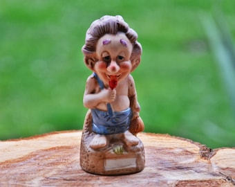 Vintage Duits keramisch kabouterbeeldje: retro tuindecor