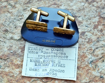 Vintage brass cufflinks, Old cufflinks in original box, Unused