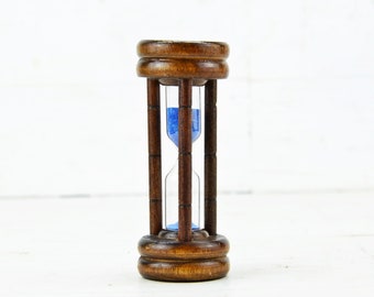 Reloj de arena de madera vintage: pequeño temporizador de arena, decoración retro