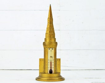 Termómetro soviético vintage, termómetro de metal, torre de termómetro, termómetro de oficina, termómetro de la URSS