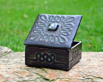 Vintage Brown Leather Jewelry Box - 1960s Bulgarian Trinket Box