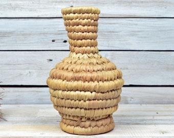 Vintage Vase -  Antique vase - Wicker vase - Vase from 1970 - Decorative Vase - Wicker Decor - Bohemian Decor - Boho - Home Decor