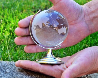 Globe, Vintage Glass Globe, Decorative Desk Globe, Earth Globe, World Globe, Earth Map, Globe Map Desk, Office Decor