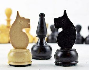 Vintage wooden chess pieces, Large chess pieces, Handmade wooden chess pieces, Big size, Only figures, Unused