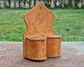 Vintage Carved Wooden Wall Cabinet: Handmade Medicine Box