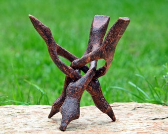 Vintage Carved Tripod Wood Stand Holder