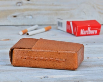 Vintage Leather Cigarette Case – 1980s Bulgarian Genuine Leather Smoker Accessory