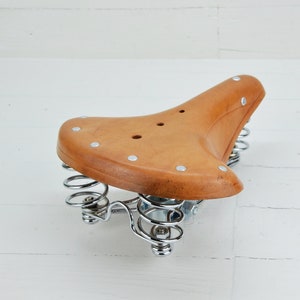 Vintage Bicycle Seat, Vintage Brown Genuine Leather Bicycle Seat, NЕW, NEWER USED zdjęcie 2