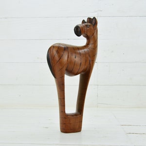 Vintage Hand Carved Wooden Zebra Sculpture, African Home Decor