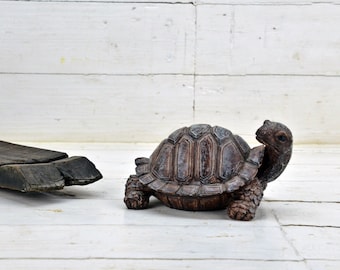 Vintage Hand geschnitzte Schildkröte, handgefertigte Schildkröte