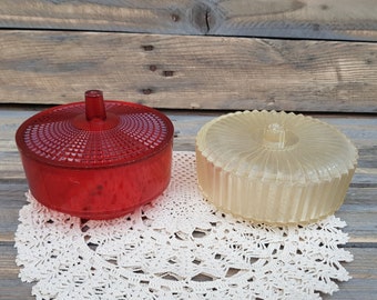 Vintage Set 2 bought for sugar - Old Sugar Bowl - Red and white sugar bowl- Red and white sugar bowl from Bulgaria