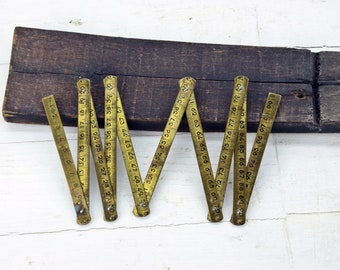 Vintage Metal Folding Ruler: Pocket Measuring Tool