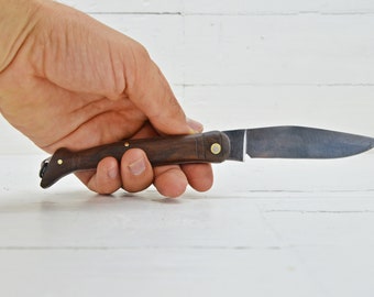 Folding Knife, Personal Pocket Knife, Hunting Knife, Handmade, Vintage Look, New Unused