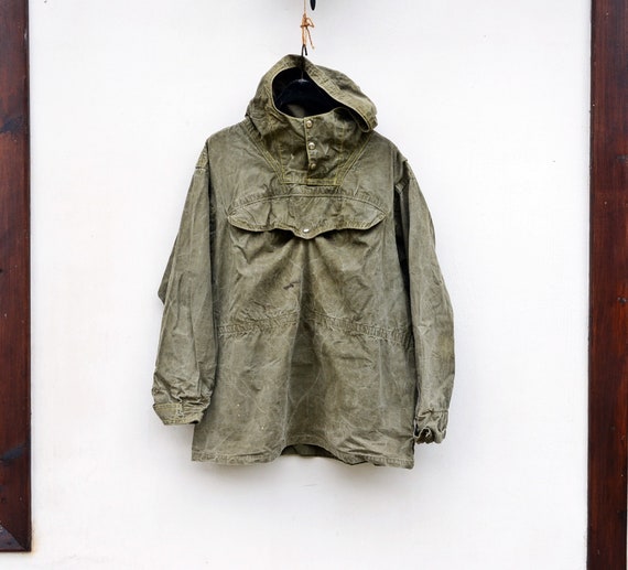 Military canvas anorak, Vintage canvas jacket, Vin