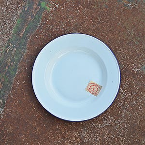 Vintage Chinese enamel plate, Vintage enamel bowl, Vintage enamelware metal, Rustic bowl camping, Rustic kitchenware, New unused