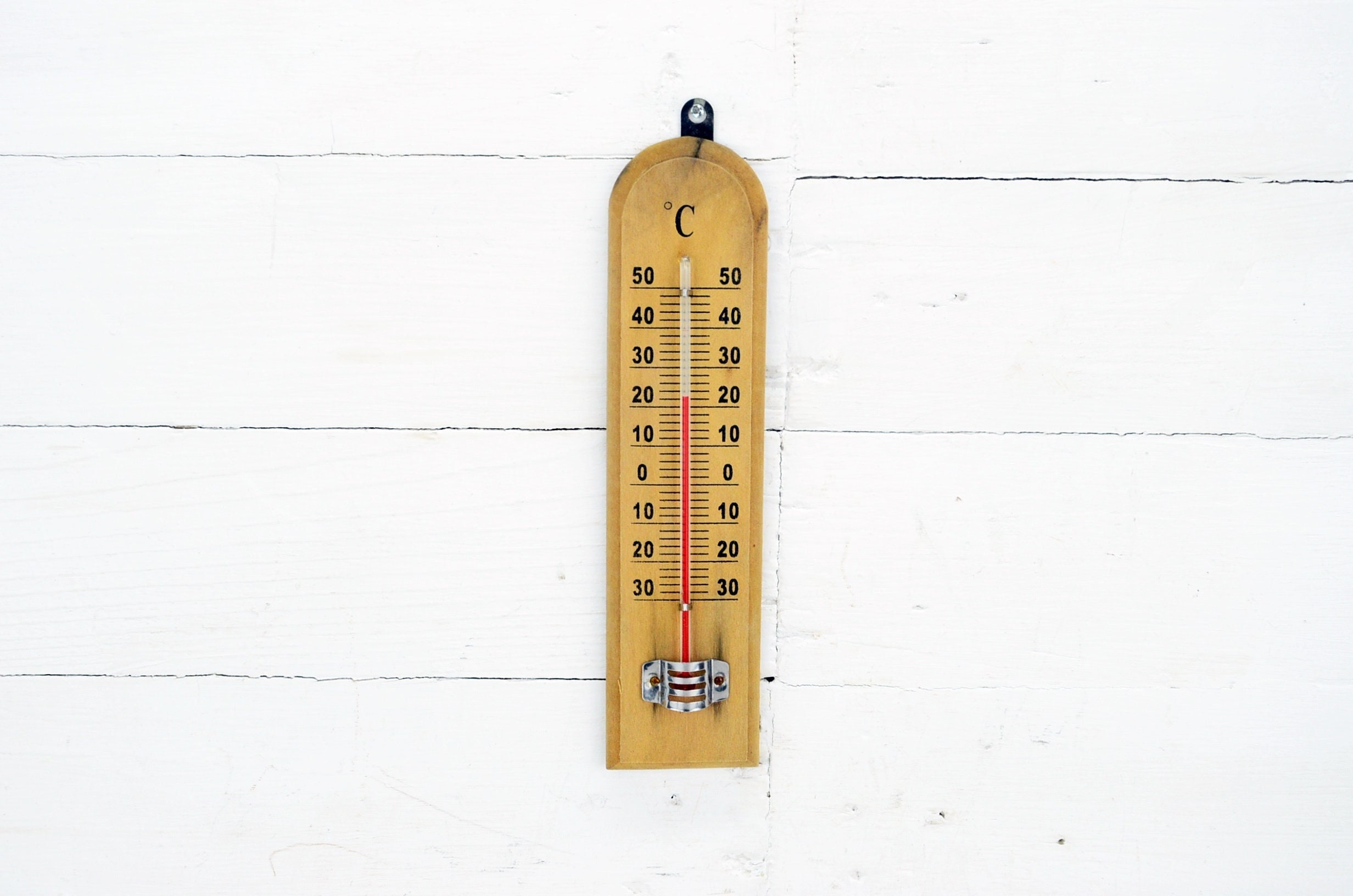 Vintage Weather Thermometer, Vintage Wall Thermometer, Wooden Body