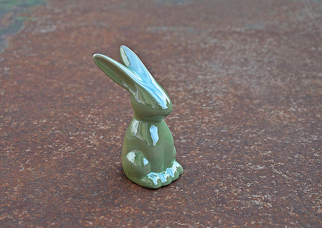 Small Green Glazed Rabbit Figurine – Vintage Ceramic Bunny – Easter ...