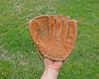 Vintage Rawlings Leather Baseball Glove | 1980s Brown Softball Mitt
