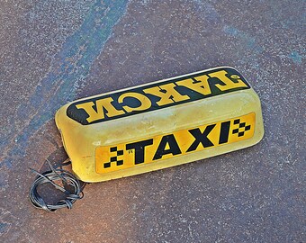 Vintage 12 Volt Taxi Cab Sign: Magnetic Bulgarian Plate